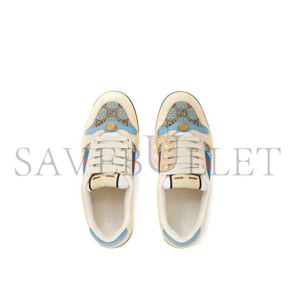 GUCCI SCREENER GG LOGO SNEAKERS 'BEIGE BLUE' 677423